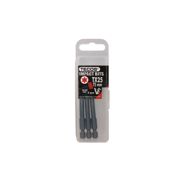 Torx kärki, TX25 × 75 mm, 3 kpl.