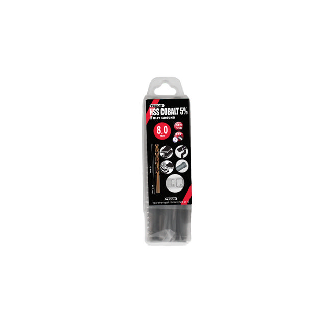 HSSCobalt pora 8,0 x 117 mm. DIN338 Box 10 kpl.