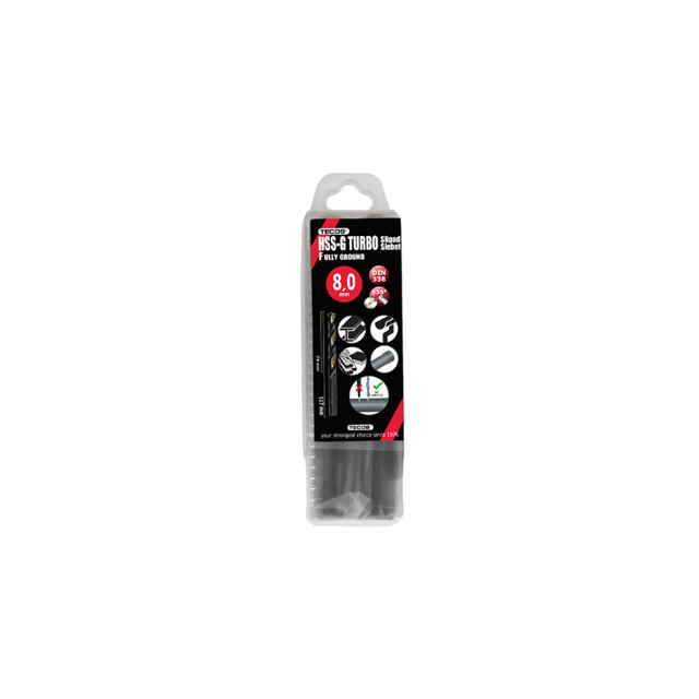 HSS-G Turbo pora, 8,0 x 117 mm, DIN 388, Box 10 kpl.