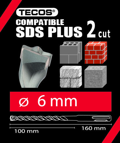 Vasarapora - SDS Plus 6 × 160 mm, 2Teräinen