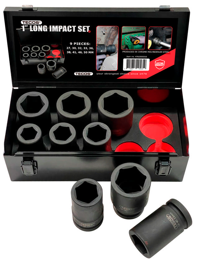 Voimahylsysarja 1” – 9 osaa, pitkät