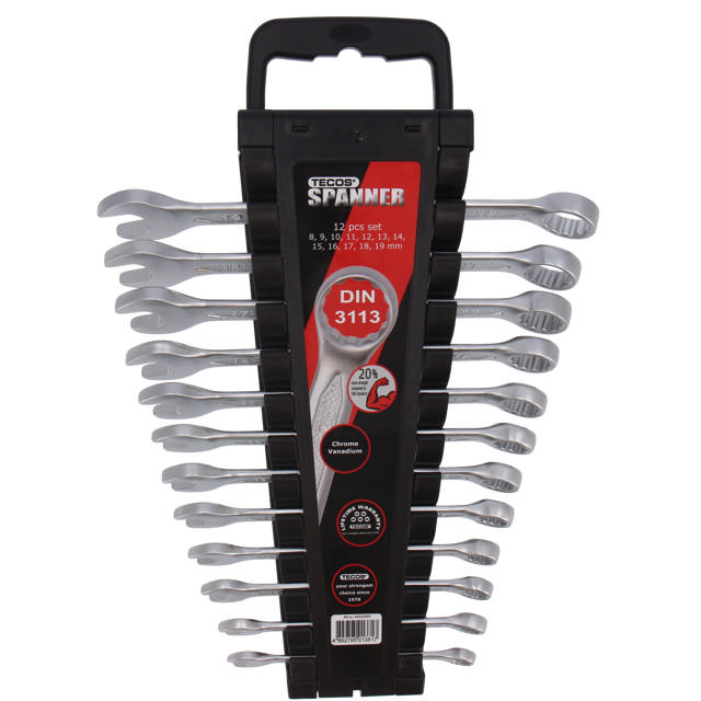 Ringgaffelnøglesæt T-CW819 - 12 dele i mm