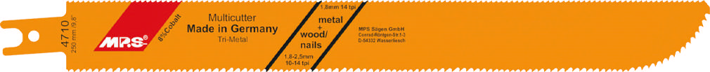 Tigersågsblad 4710 - 2 st., 250 mm Trimetall 10-14/14 tpi