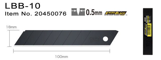 LBB-10 katkoteräveitsi  18 mm 10-pak musta