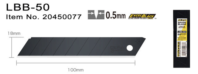 LBB-50 katkoteräveitsi  18 mm 50-pak musta