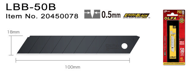 LBB-50B Katkoteräveitsiblade 18 mm