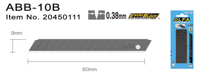 ABB-10B Katkoteräveitsiblade 9 mm