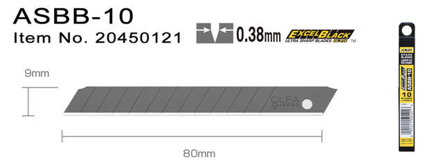 ASBB-10 Katkoteräveitsiblade 9 mm