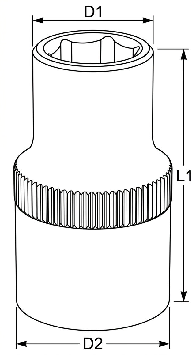 Hylsy 8 mm x 25 mm x 1/4